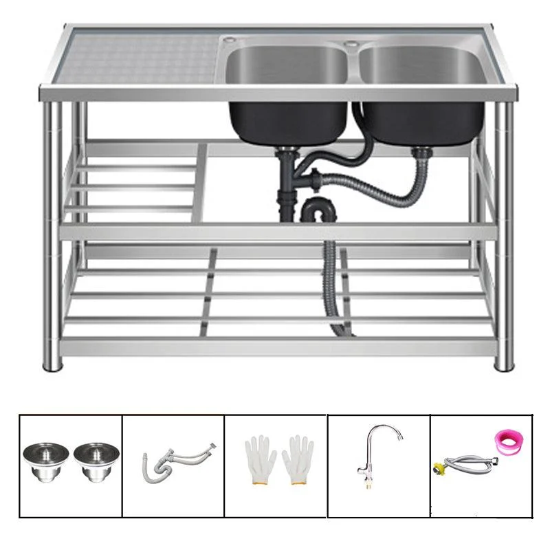 Modern Workstation Ledge Stainless Steel with Accessories and Tap Workstation -Bathlova