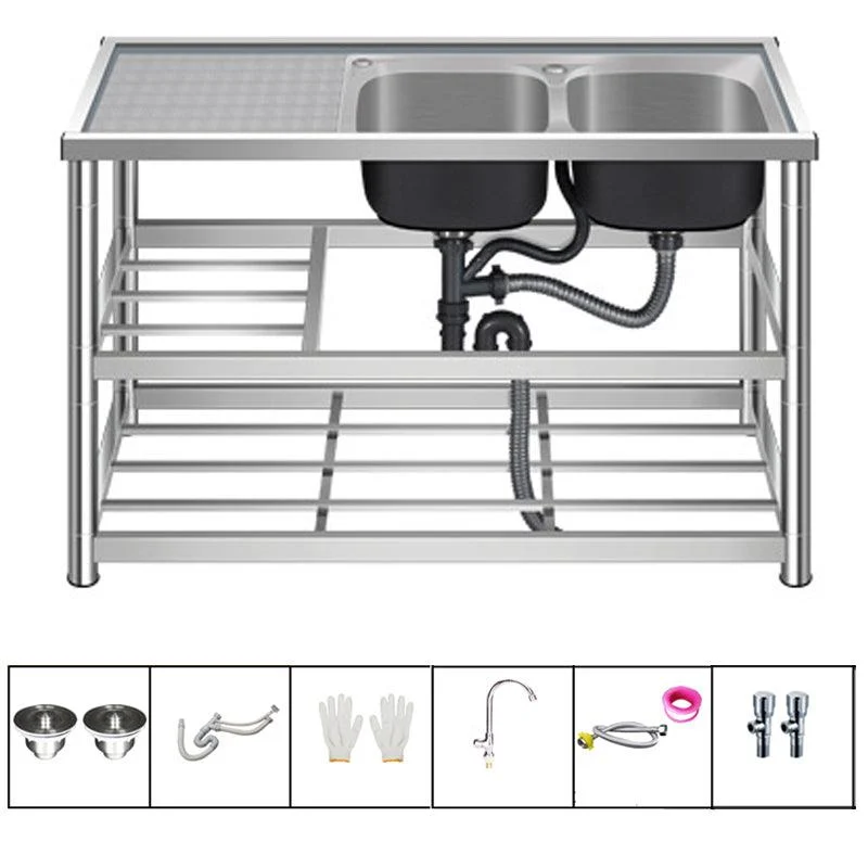 Modern Workstation Ledge Stainless Steel with Accessories and Tap Workstation -Bathlova