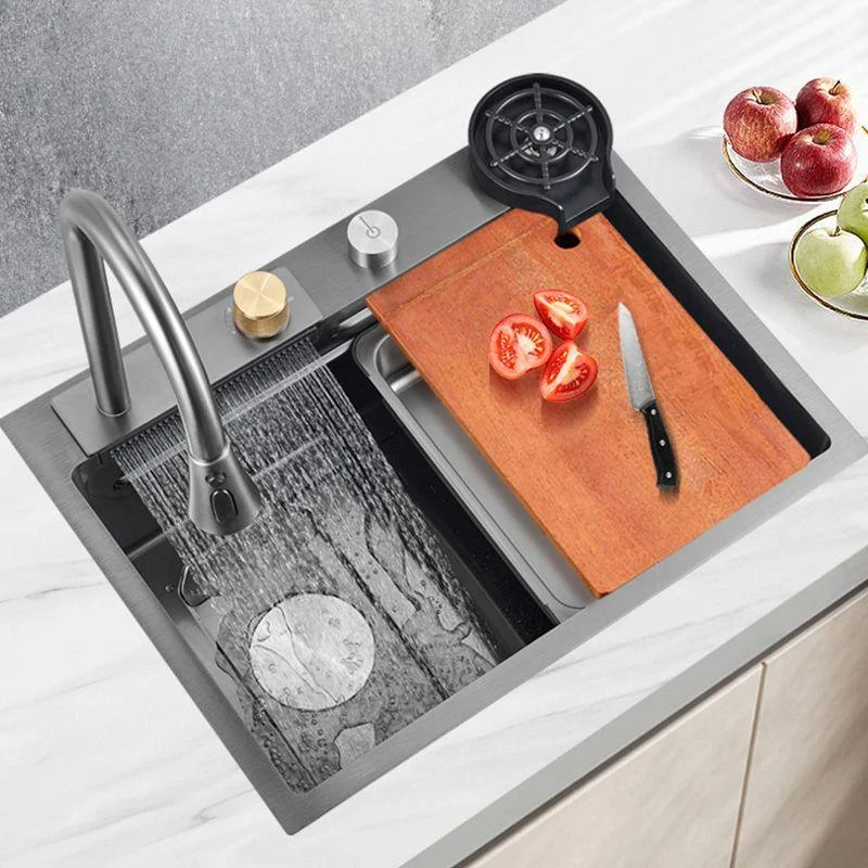 Modern Workstation Ledge Stainless Steel with Basket Strainer and Tap Kitchen Sink -Bathlova