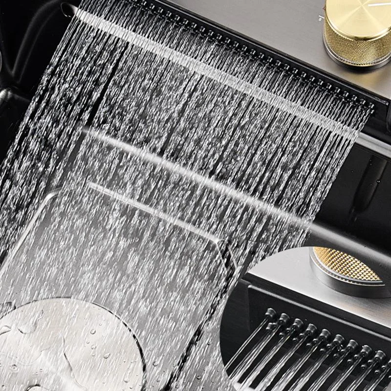 Modern Workstation Ledge Stainless Steel with Basket Strainer and Tap Kitchen Sink -Bathlova