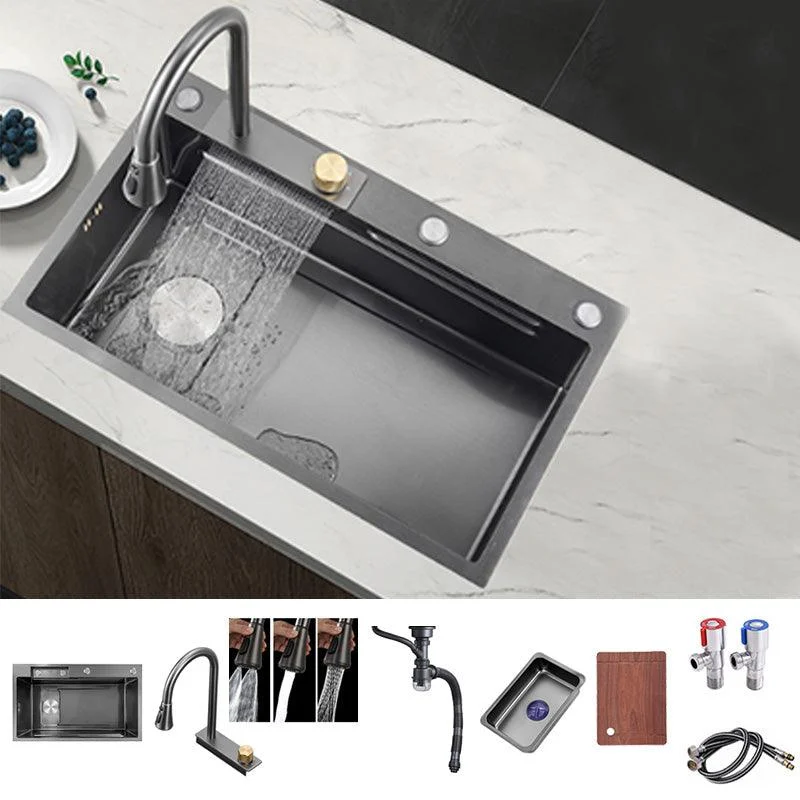 Modern Workstation Ledge Stainless Steel with Basket Strainer and Tap Kitchen Sink -Bathlova