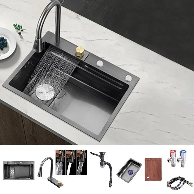 Modern Workstation Ledge Stainless Steel with Basket Strainer and Tap Kitchen Sink -Bathlova