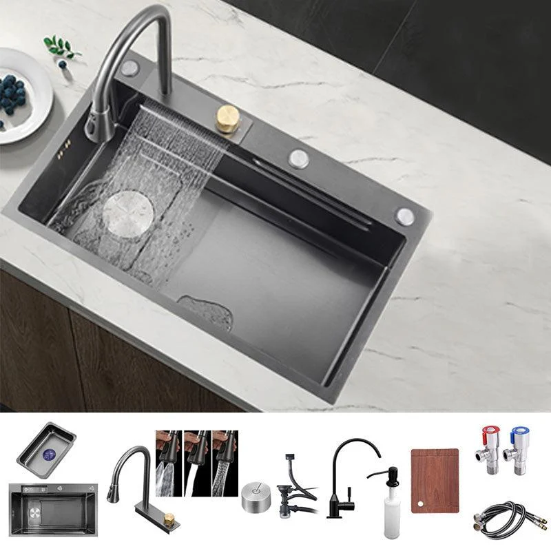 Modern Workstation Ledge Stainless Steel with Basket Strainer and Tap Kitchen Sink -Bathlova