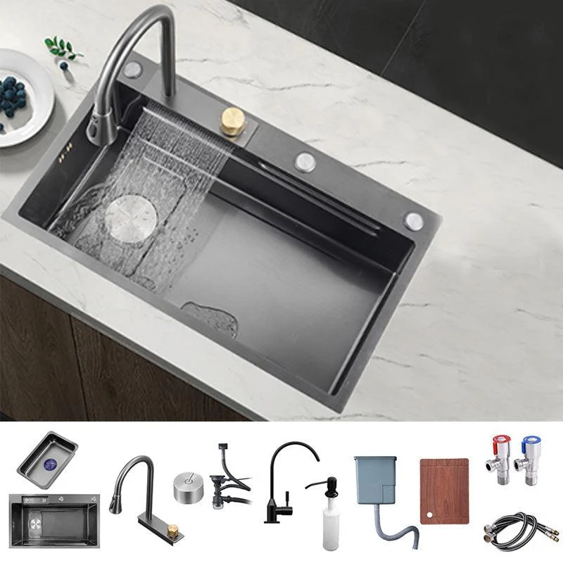 Modern Workstation Ledge Stainless Steel with Basket Strainer and Tap Kitchen Sink -Bathlova