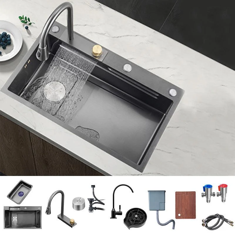 Modern Workstation Ledge Stainless Steel with Basket Strainer and Tap Kitchen Sink -Bathlova