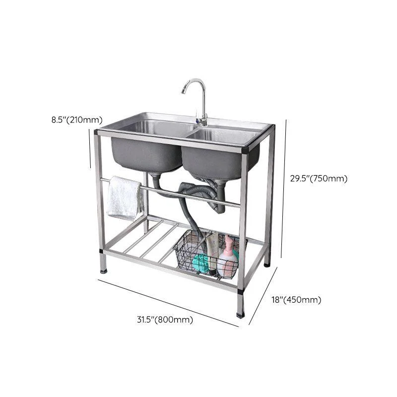 Modern Workstation Ledge Stainless Steel with Tap and Soap Dispenser Sink -Bathlova