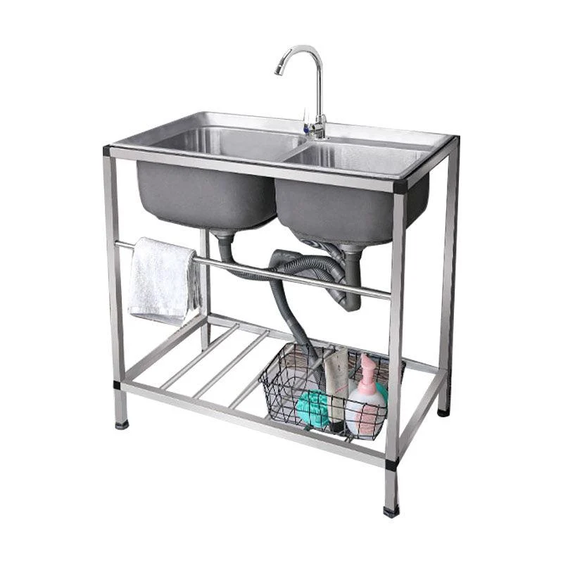 Modern Workstation Ledge Stainless Steel with Tap and Soap Dispenser Sink -Bathlova