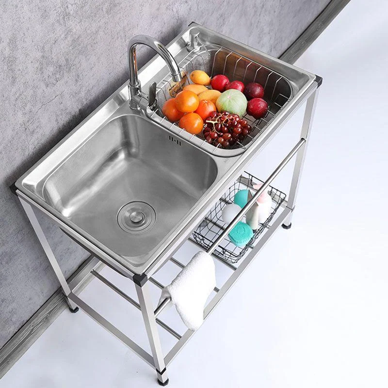 Modern Workstation Ledge Stainless Steel with Tap and Soap Dispenser Sink -Bathlova