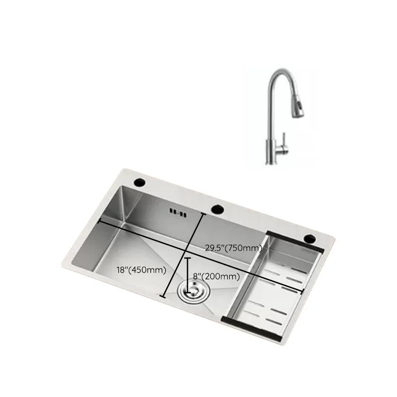 Modern Workstation Sink Stainless Steel with Basket Strainer and Tap Kitchen Sink -Bathlova