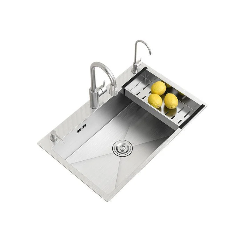 Modern Workstation Sink Stainless Steel with Basket Strainer and Tap Kitchen Sink -Bathlova