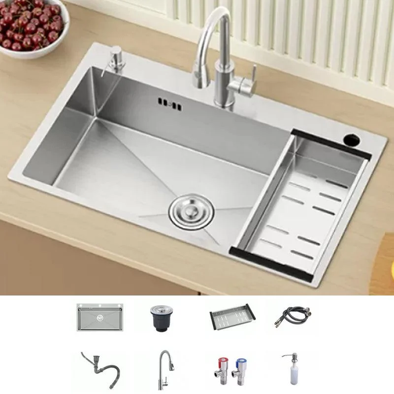 Modern Workstation Sink Stainless Steel with Basket Strainer and Tap Kitchen Sink -Bathlova