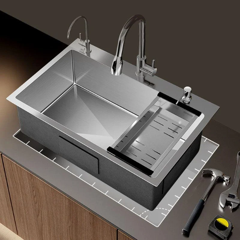 Modern Workstation Sink Stainless Steel with Drain Assembly and Tap Kitchen Sink -Bathlova