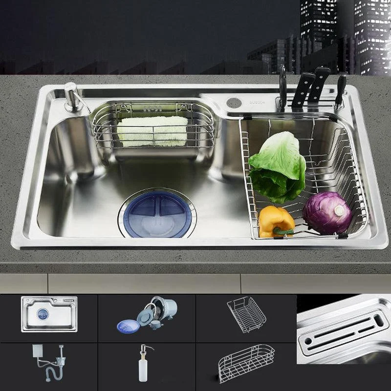 Modern Workstation Sink Stainless Steel with Drain Strainer Kit Kitchen Sink -Bathlova