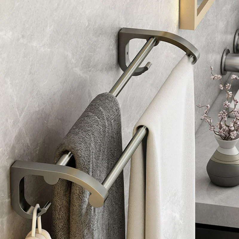 Modernism Aluminum Bathroom Hardware Set Gray Metal Bathroom Set with Towel Bar/Bath Shelf -Bathlova