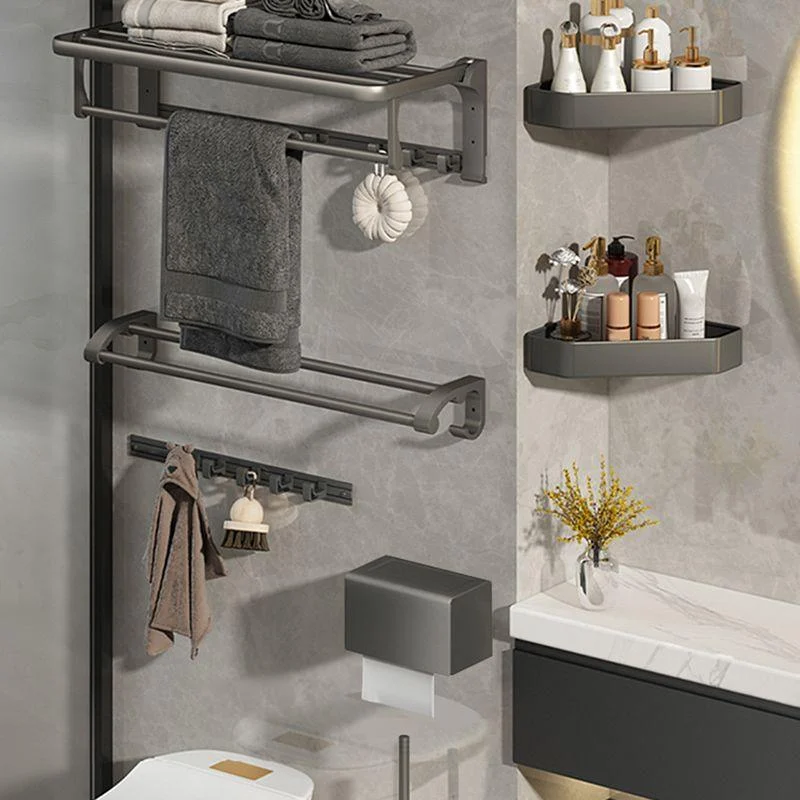 Modernism Aluminum Bathroom Hardware Set Gray Metal Bathroom Set with Towel Bar/Bath Shelf -Bathlova