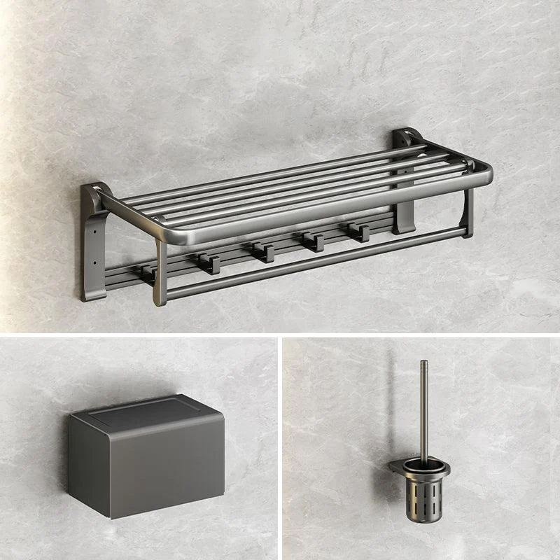 Modernism Aluminum Bathroom Hardware Set Gray Metal Bathroom Set with Towel Bar/Bath Shelf -Bathlova