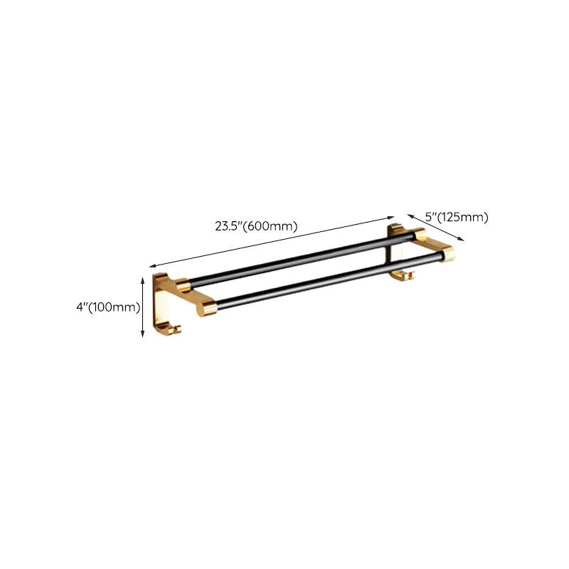 Modernism Bathroom Accessories Hardware Set Black & Golden Bath Shelf/Towel Bar -Bathlova