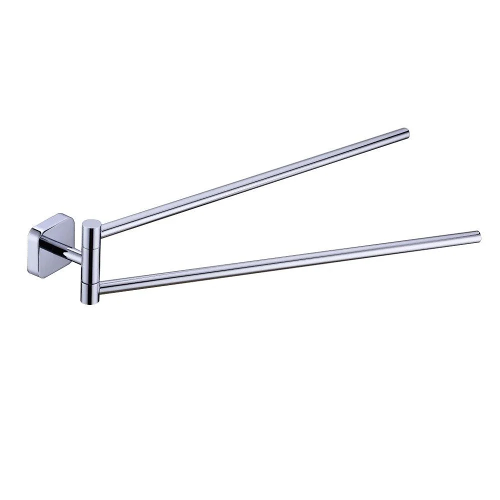 Movable Towel Rack Hanger Swivel Holder Wall Bar Stainless Steel Shelf -Bathlova