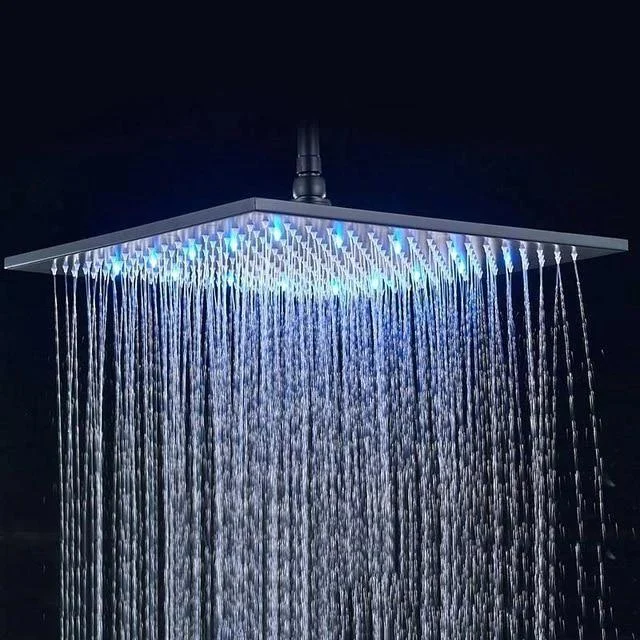 Multi-colored Stainless Steel Square Shaped Rainfall Showerhead with LED Lights -Bathlova