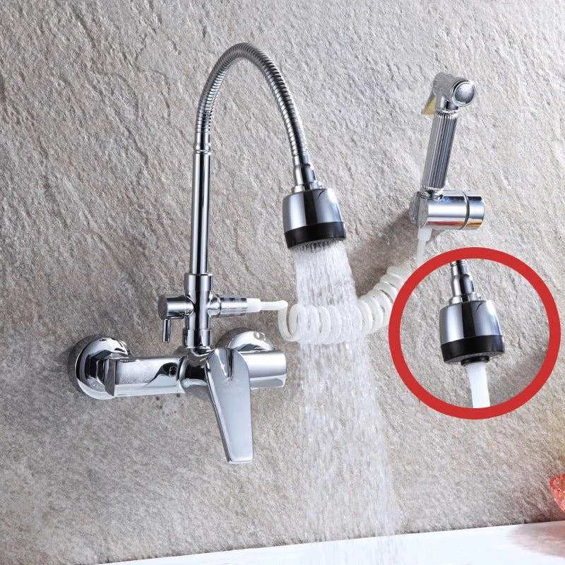 Multi-function Wall Mount Hot And Cold Kitchen Tap With Hand Spray -Bathlova