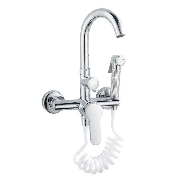 Multi-function Wall Mount Hot And Cold Kitchen Tap With Hand Spray -Bathlova