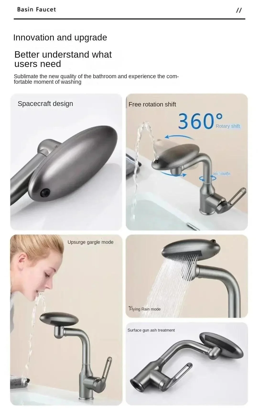 Multi Functional Waterfall Basin Tap 4 Modes Stream Sprayer Tap -Bathlova