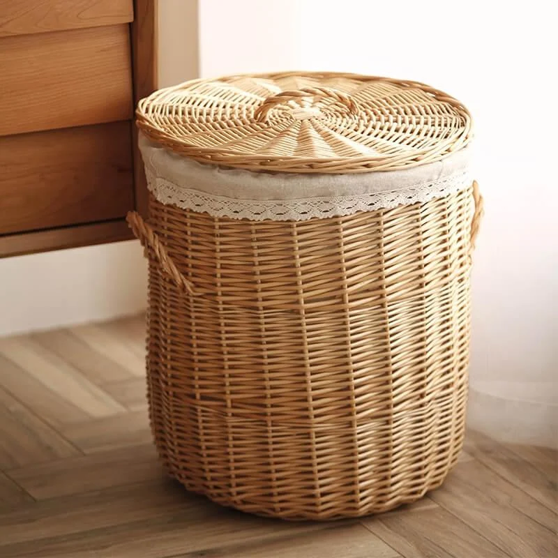 Natural Wicker Laundry Hamper -Bathlova