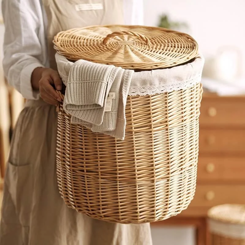 Natural Wicker Laundry Hamper -Bathlova