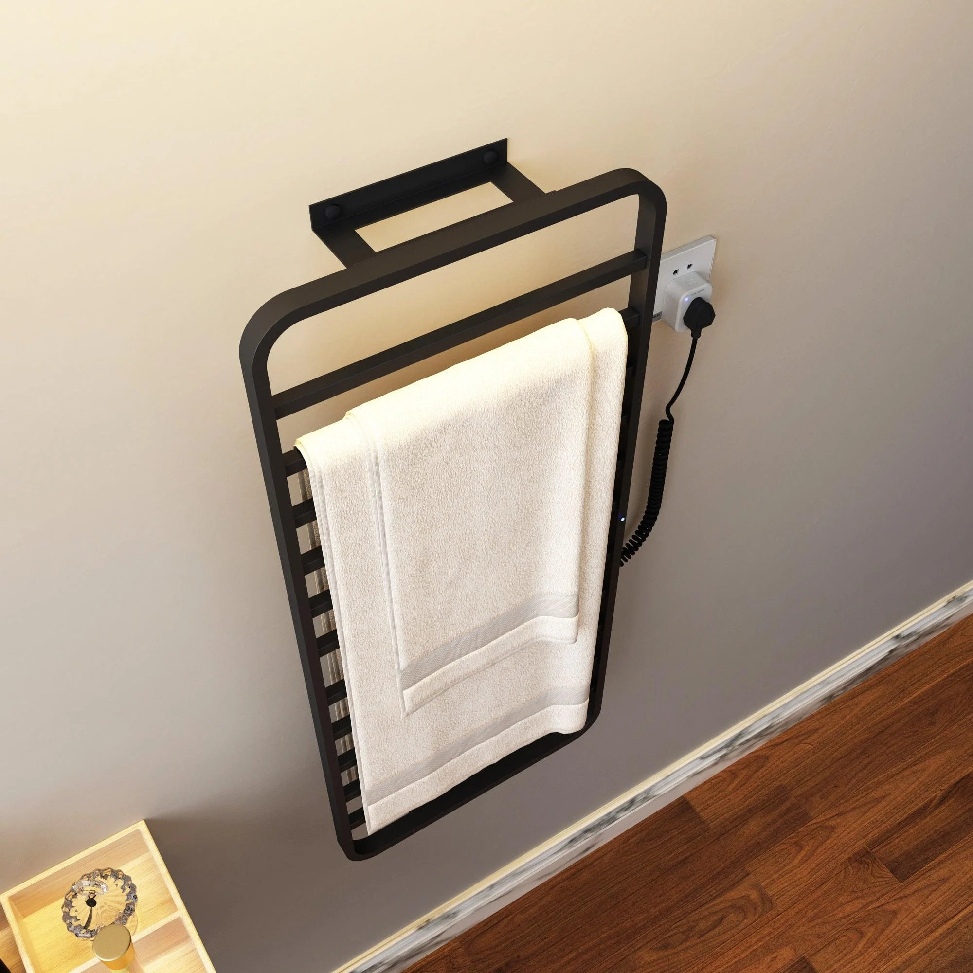 No-Drill Electric Towel Warmer with Sterilizing Function for Bathroom -Bathlova