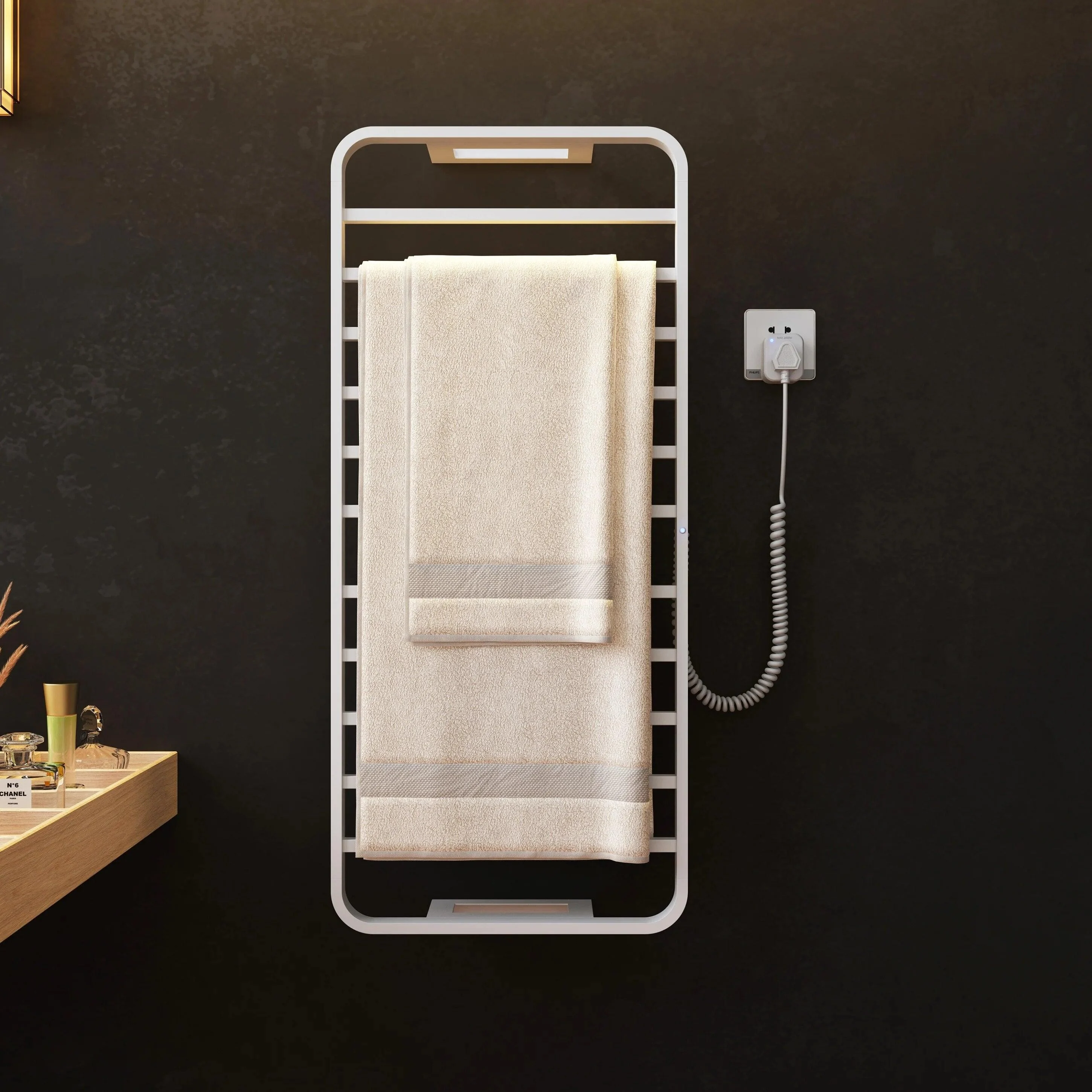 No-Drill Electric Towel Warmer with Sterilizing Function for Bathroom -Bathlova