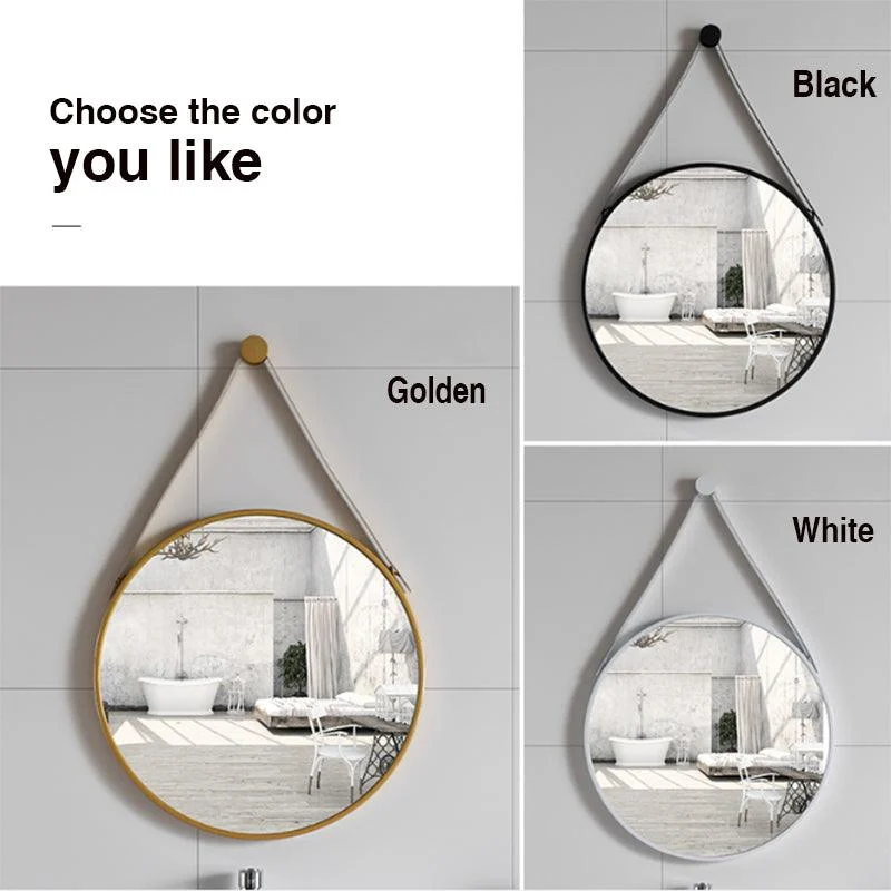 Nordic Bathroom Mirror Round Wall Mounted Mirror Hanging Ornament -Bathlova