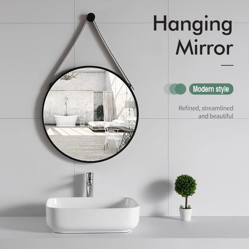 Nordic Bathroom Mirror Round Wall Mounted Mirror Hanging Ornament -Bathlova