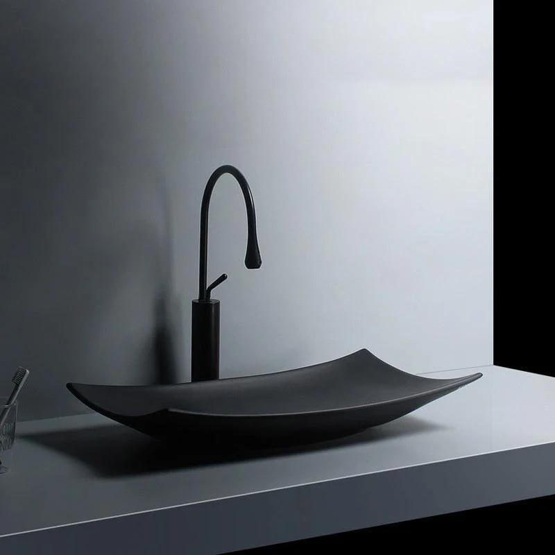 Nordic Matte Black Bath Sinks Minimalist Ceramic Bathroom Washbasin -Bathlova