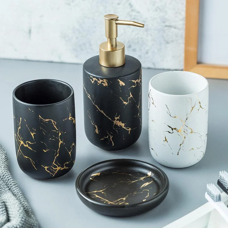 Nordic Matte Gold Ceramics Bathroom Accessories Set Washing Set -Bathlova