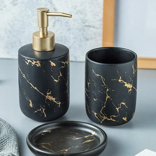 Nordic Matte Gold Ceramics Bathroom Accessories Set Washing Set -Bathlova