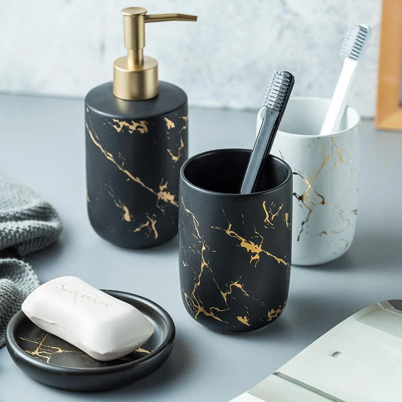 Nordic Matte Gold Ceramics Bathroom Accessories Set Washing Set -Bathlova