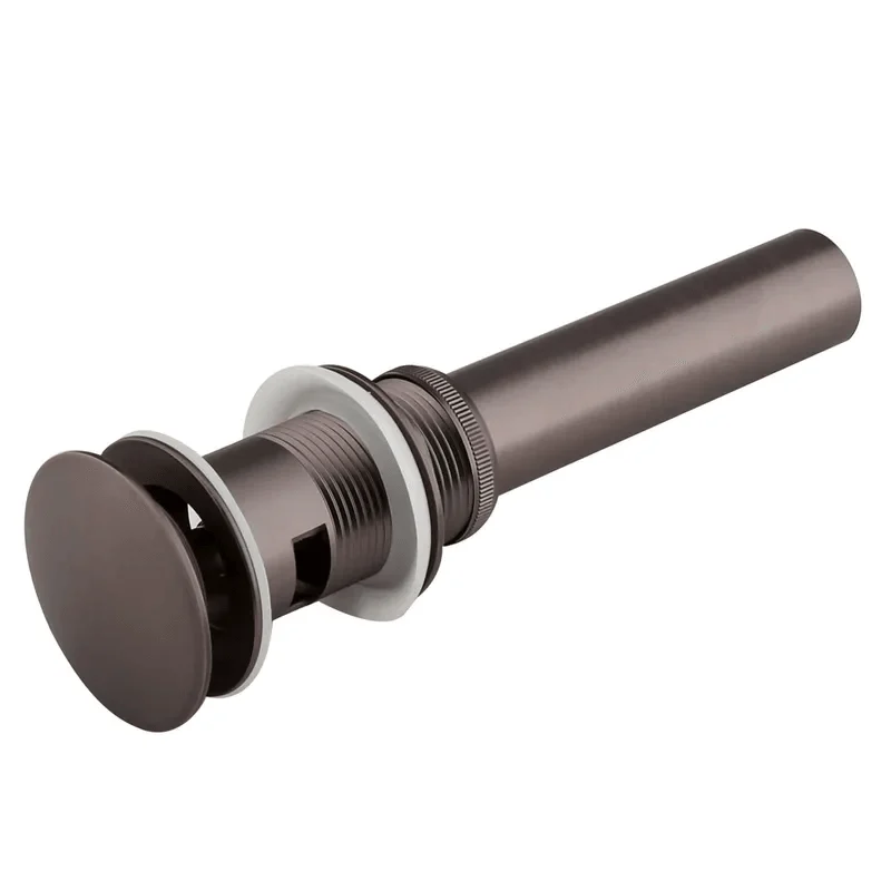 Oil Rubbed Bronze Push Popup Drain Assembly with Overflow for Bathroom Sinks -Bathlova