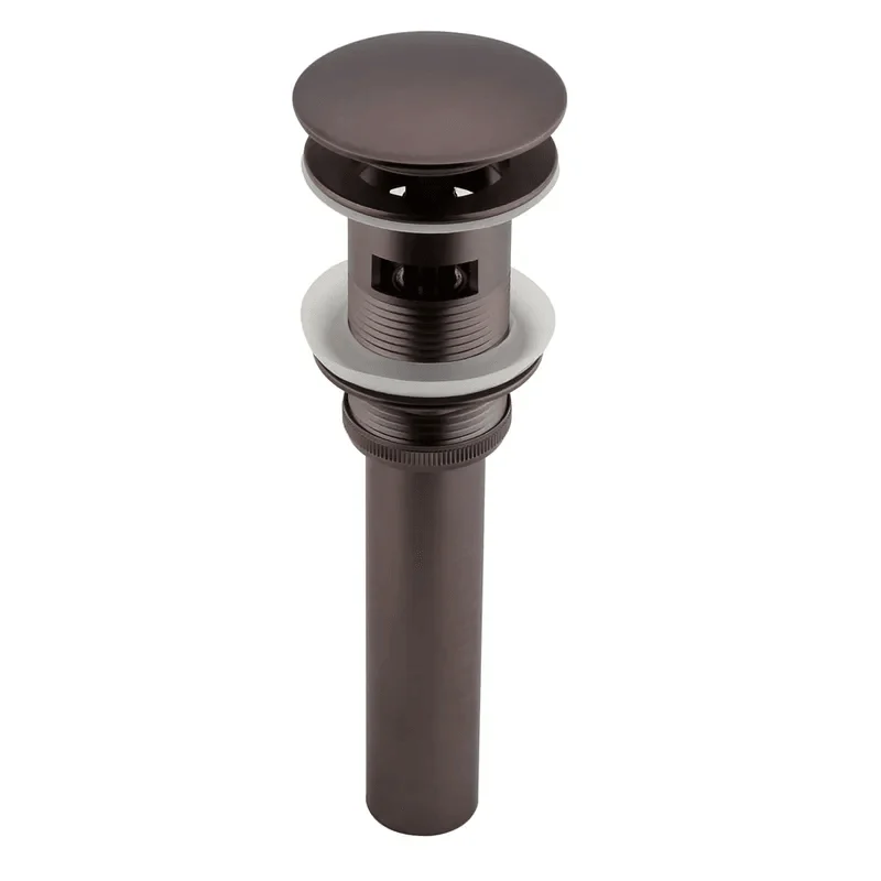 Oil Rubbed Bronze Push Popup Drain Assembly with Overflow for Bathroom Sinks -Bathlova