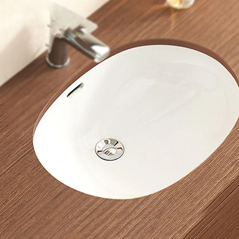 Oval Bathroom Sink Modern Style Overflow Hole Design Ceramic Bathroom Sink Only -Bathlova