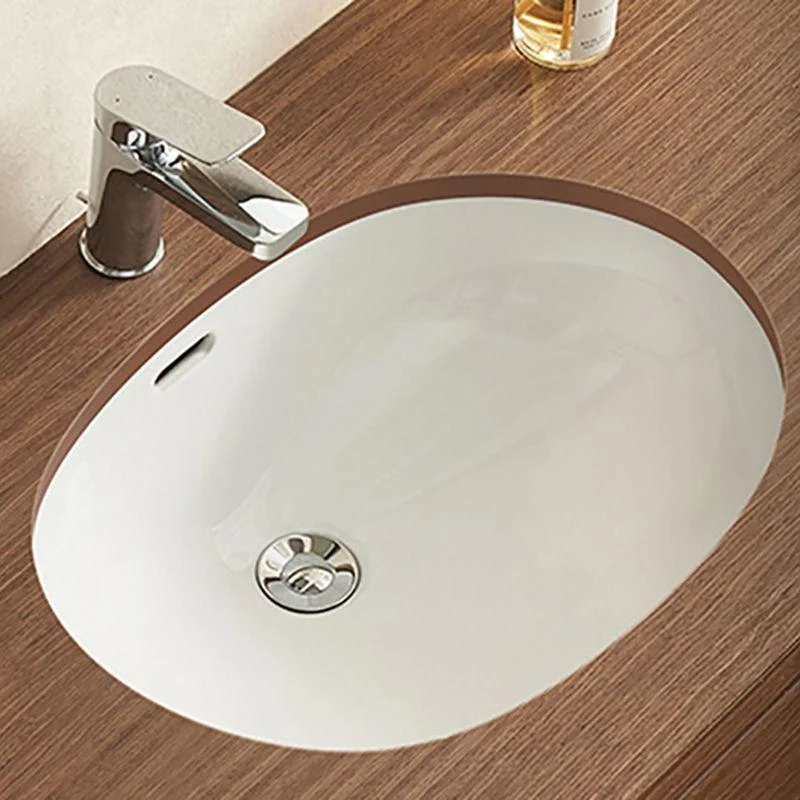 Oval Bathroom Sink Modern Style Overflow Hole Design Ceramic Bathroom Sink Only -Bathlova