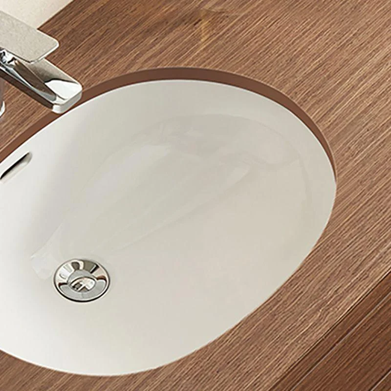 Oval Bathroom Sink Modern Style Overflow Hole Design Ceramic Bathroom Sink Only -Bathlova