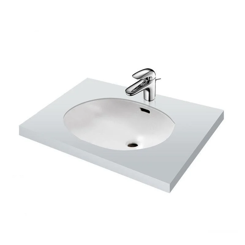 Oval Bathroom Sink Modern Style Overflow Hole Design Ceramic Bathroom Sink Only -Bathlova