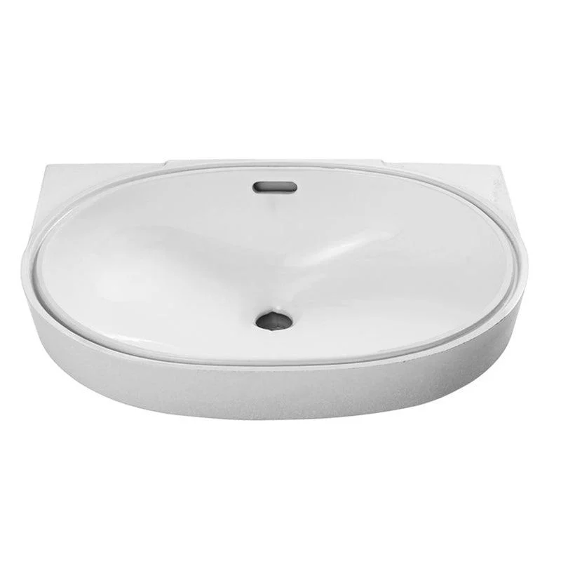 Oval Bathroom Sink Modern Style Overflow Hole Design Ceramic Bathroom Sink Only -Bathlova