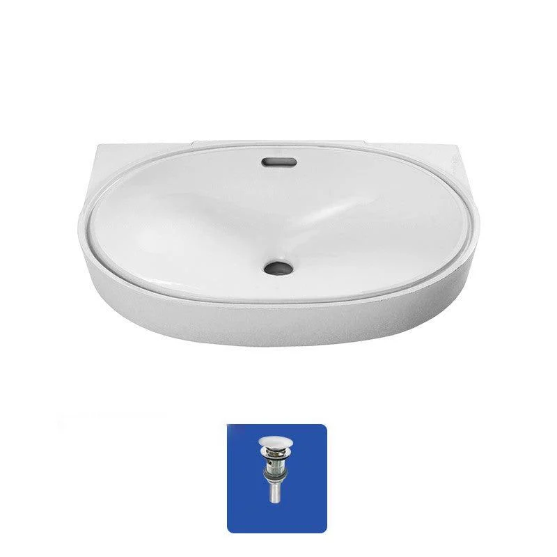 Oval Bathroom Sink Modern Style Overflow Hole Design Ceramic Bathroom Sink Only -Bathlova