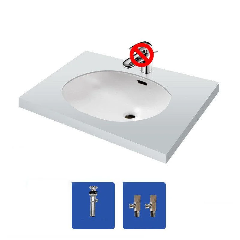 Oval Bathroom Sink Modern Style Overflow Hole Design Ceramic Bathroom Sink Only -Bathlova