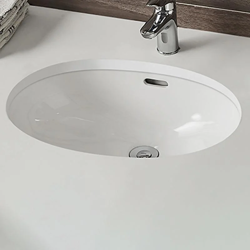 Oval Bathroom Sink Modern Style Overflow Hole Design Ceramic Bathroom Sink Only -Bathlova