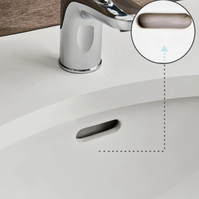 Oval Bathroom Sink Modern Style Overflow Hole Design Ceramic Bathroom Sink Only -Bathlova