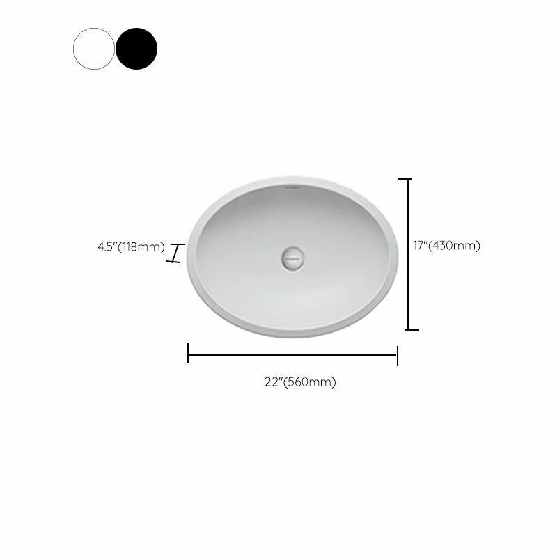 Oval Porcelain Vessel Sink Modern Bathroom Sink with Overflow(Not Including Tap) -Bathlova