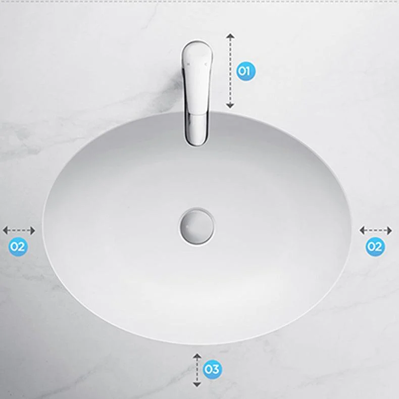 Oval Porcelain Vessel Sink Modern Bathroom Sink with Overflow(Not Including Tap) -Bathlova