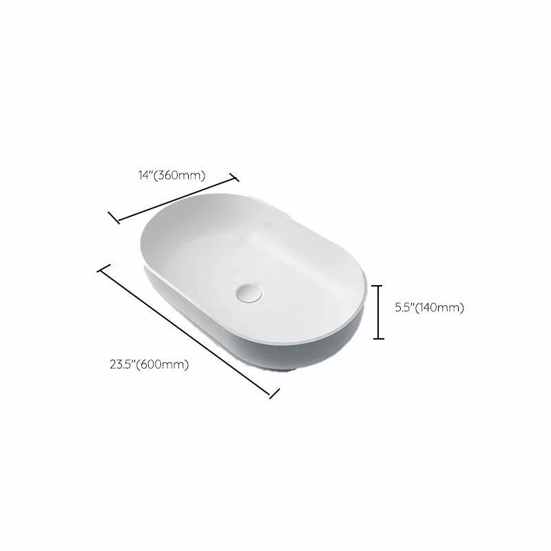 Oval Porcelain Vessel Sink Modern Bathroom Sink with Overflow(Not Including Tap) -Bathlova